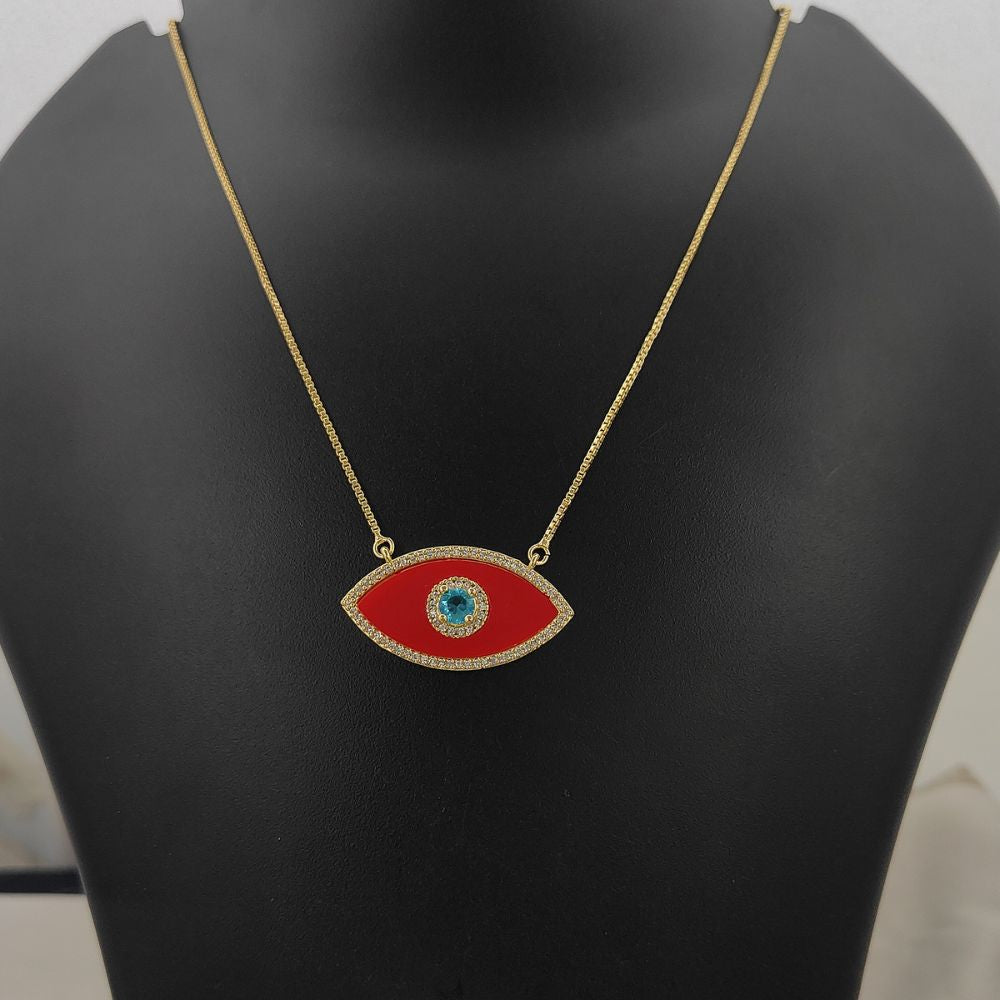 Red Marquise Evil Eye CZ Necklace 18K Gold Filled Adjustable Box Chain with Slider Rubber Stopper Beads Dainty Protection Jewelry – Selling By Necklace