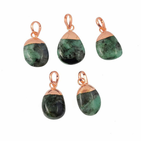 Exquisite Rose Gold Electroplated Emerald Tumble Pendant Necklace