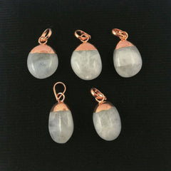 Elegant Rose Gold Electroplated Jewelry For Women June Birthstone Moonstone Gemstone Tumble Pendant- Selling Per Piece