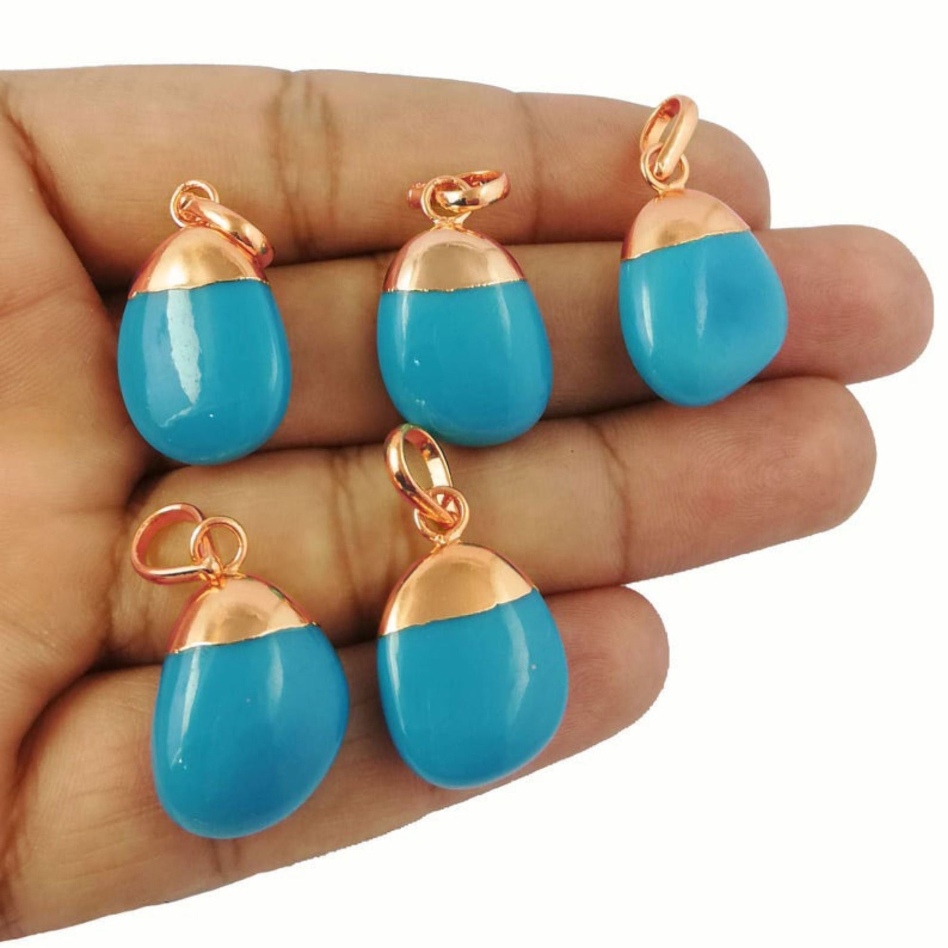 Stunning Rose Gold Electroplated Turquoise Pendant