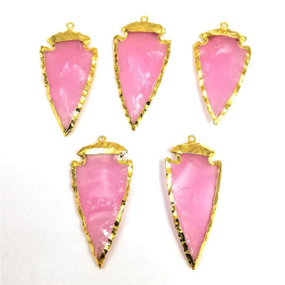 Arrow-Shaped Rose Quartz Pendant Necklace – Handmade Gold Electroplated Birthstone Jewelry