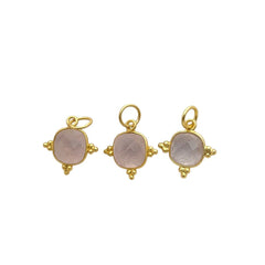 Rose Quartz 8mm Cushion Gemstone Pendant Gold Plated Sterling Silver Charm for Her
