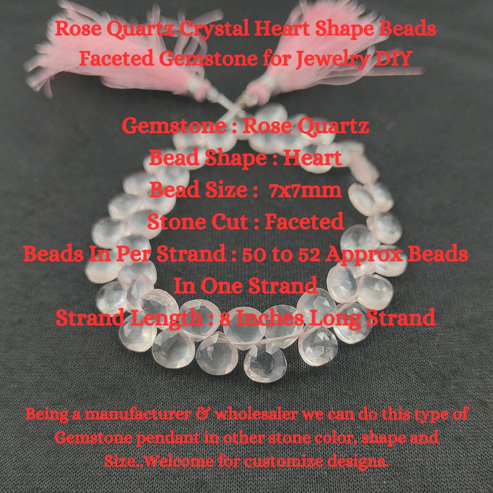 Natural Rose Quartz Heart Beads – Perfect for Jewelry Making
