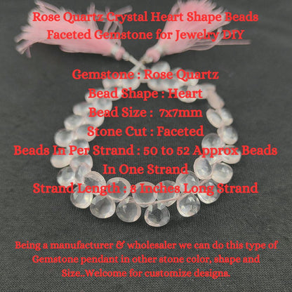 Natural Rose Quartz Heart Beads – Perfect for Jewelry Making