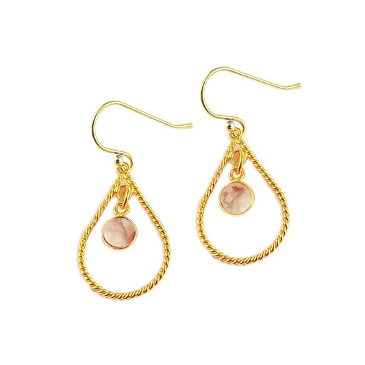 Rose Quartz Drop Earrings – Gold Dainty Jewelry – October Birthstone Gift for Her
