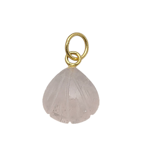 Delicate Rose Quartz Seashell Pendant Handmade 925 Sterling Silver Jewelry