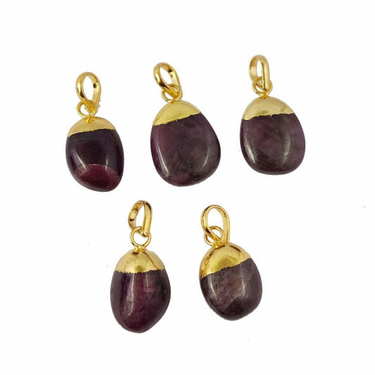 Elegant Gold Electroplated Ruby Tumble Pendant Necklace