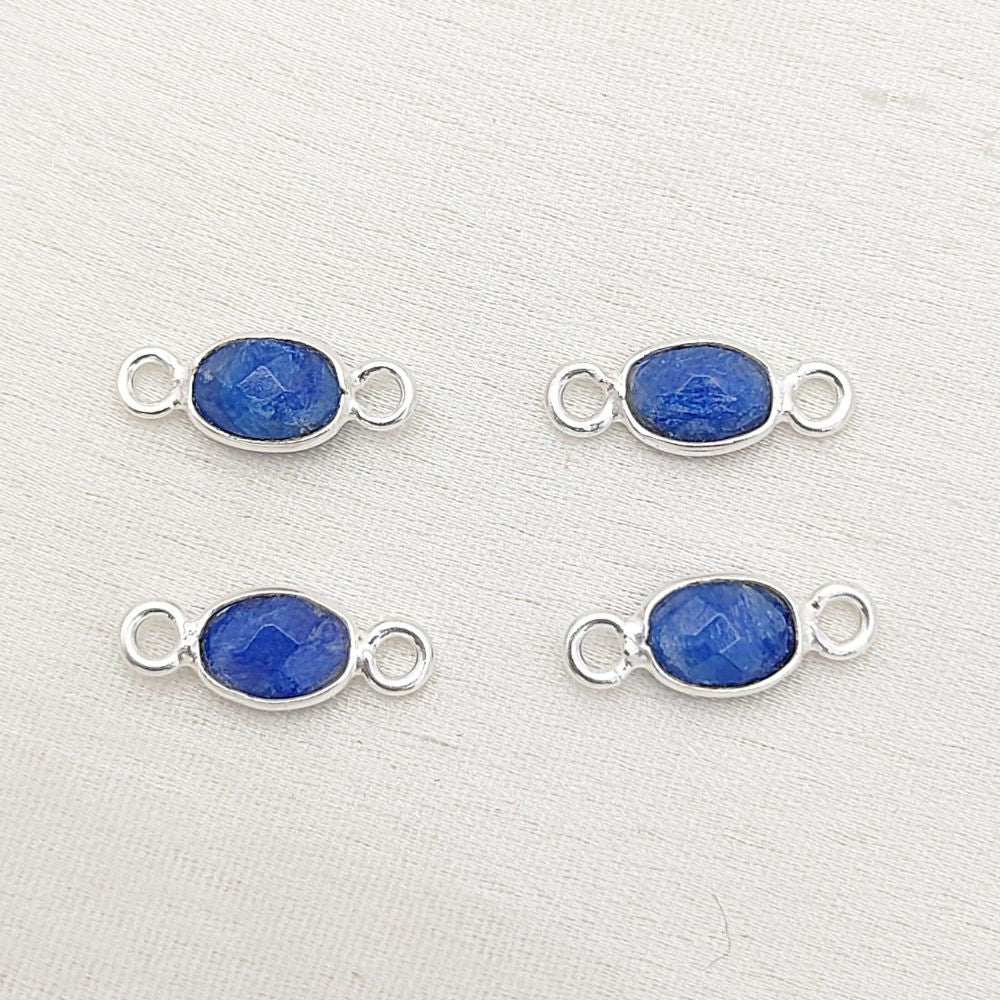 Sterling silver sapphire connector for DIY jewelry