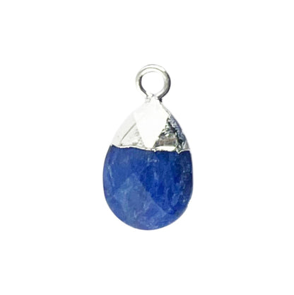 Pear Shape 13×9mm Blue Sapphire Teardrop Pendant Handmade Silver Electroplated Natural Gemstone Charm for Jewelry & Craft Projects– Selling Per Piece