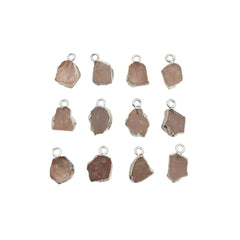 Silver-Plated Raw Rose Quartz Pendant Heart Chakra Crystal for Energy Healing & Handmade Necklaces- Selling Per Piece