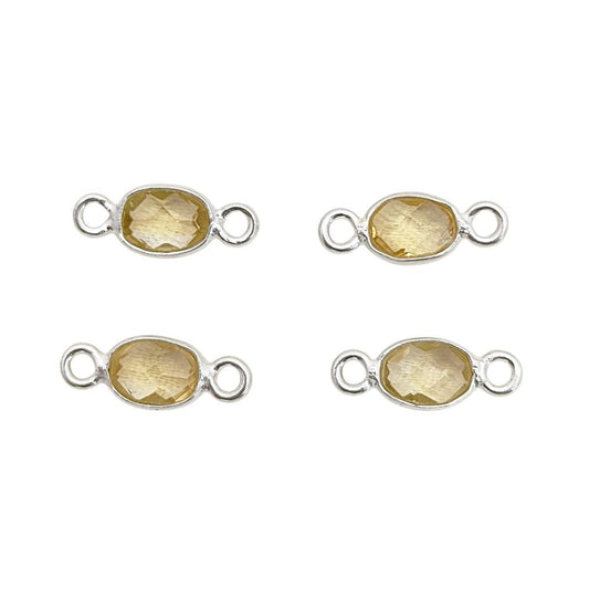 Oval citrine connector charm in sterling silver bezel