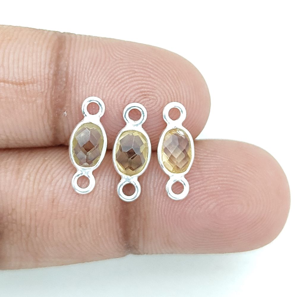 4x6mm yellow citrine gemstone link for handmade jewelry