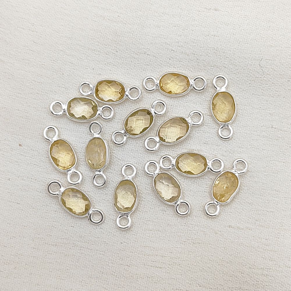 Dainty silver citrine charm for bracelets or necklaces