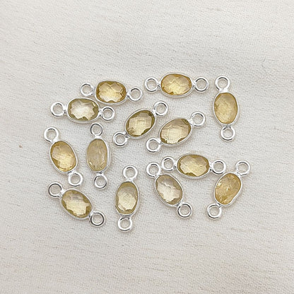 Dainty silver citrine charm for bracelets or necklaces
