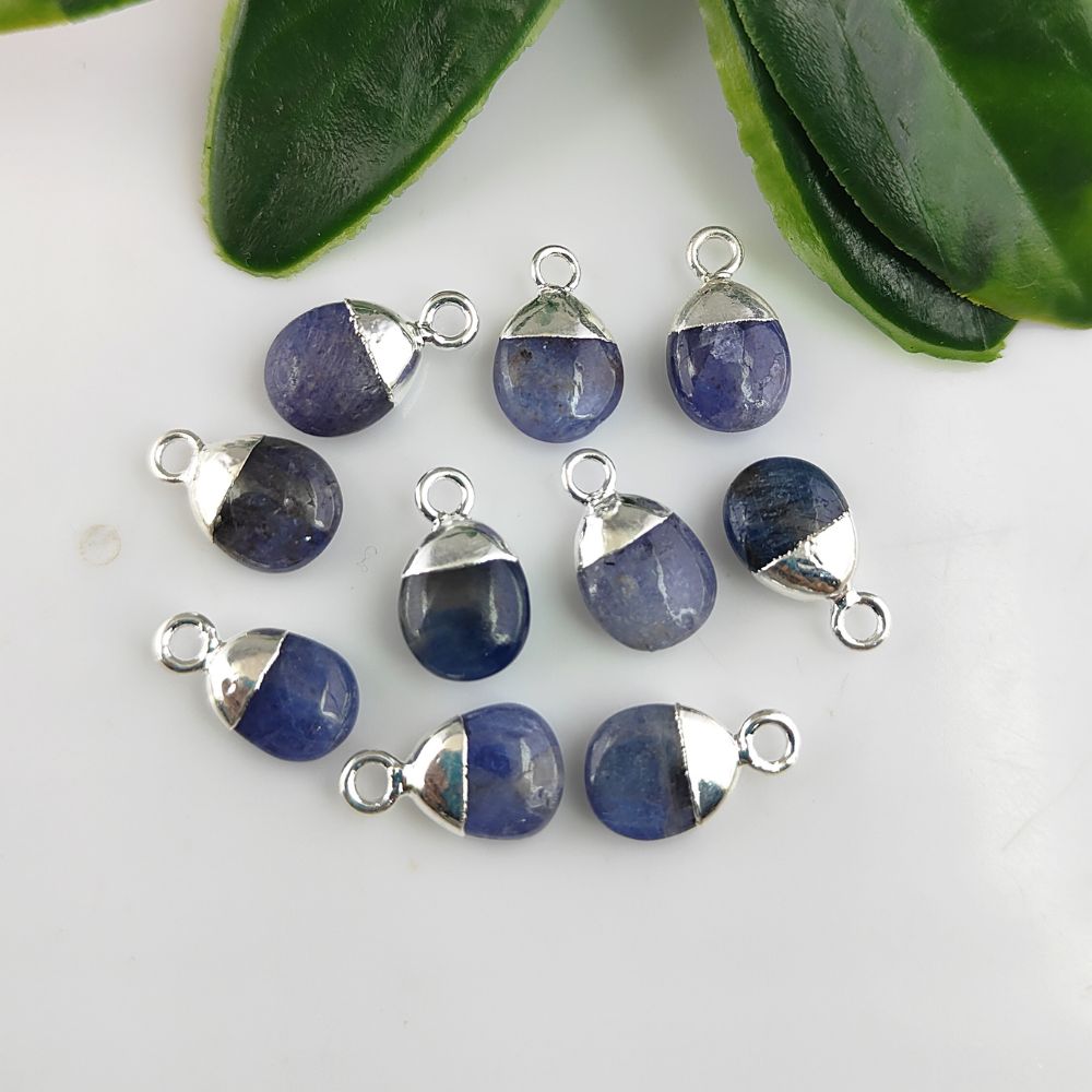 8–10mm Genuine Blue Sapphire Healing Crystal Tumble Pendant Smooth Polished September Birthstone Gemstone Charm- Selling Per Piece