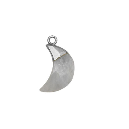 Crescent Moon White Moonstone Pendant – Healing Gemstone Charm for Handmade Jewelry