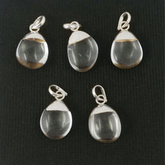 Beautifully Crafted Silver Electroplated Jewelry September Birthstone Sapphire Gemstone Tumble Pendant- Selling Per Piece
