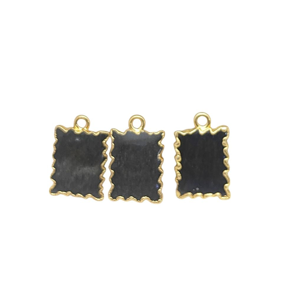 Silver Sheen Zig Zag Necklace, Gold Electroplated Handmade Rectangle Gemstone Pendant