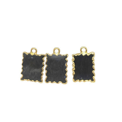 Silver Sheen Zig Zag Necklace, Gold Electroplated Handmade Rectangle Gemstone Pendant