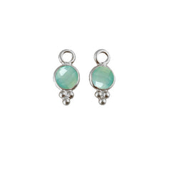 Handmade 4mm Aqua Chalcedony Pendant Bezel Silver Charm