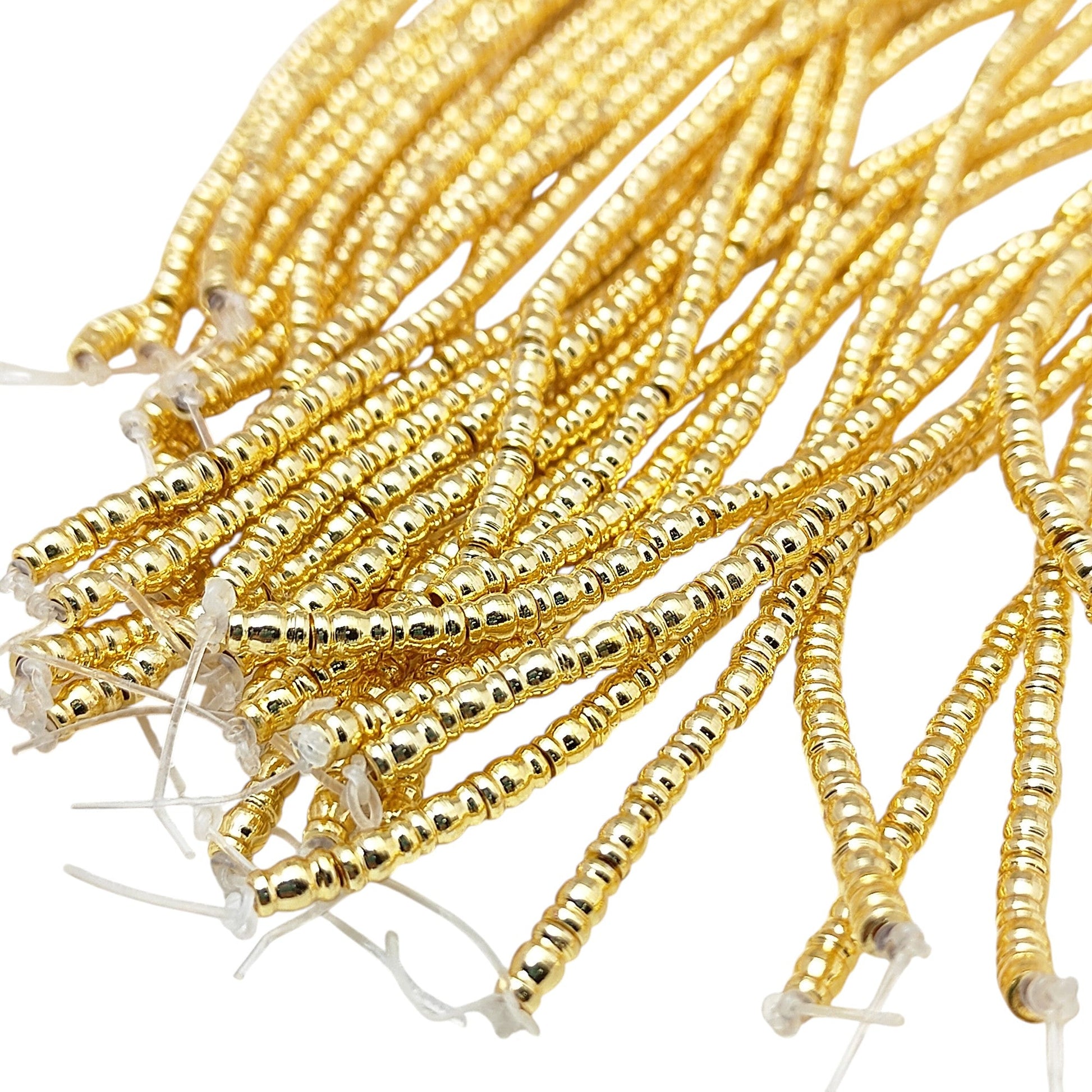 Small tube spacer beads made of gold plated brass for handmade jewelry