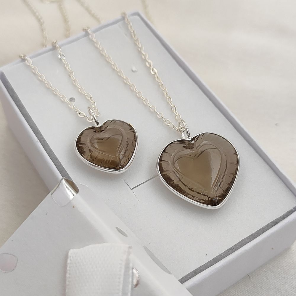 Dainty Smoky Quartz Heart Necklace – Natural Gemstone Pendant Jewelry for Everyday Wear