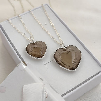 Dainty Smoky Quartz Heart Necklace – Natural Gemstone Pendant Jewelry for Everyday Wear