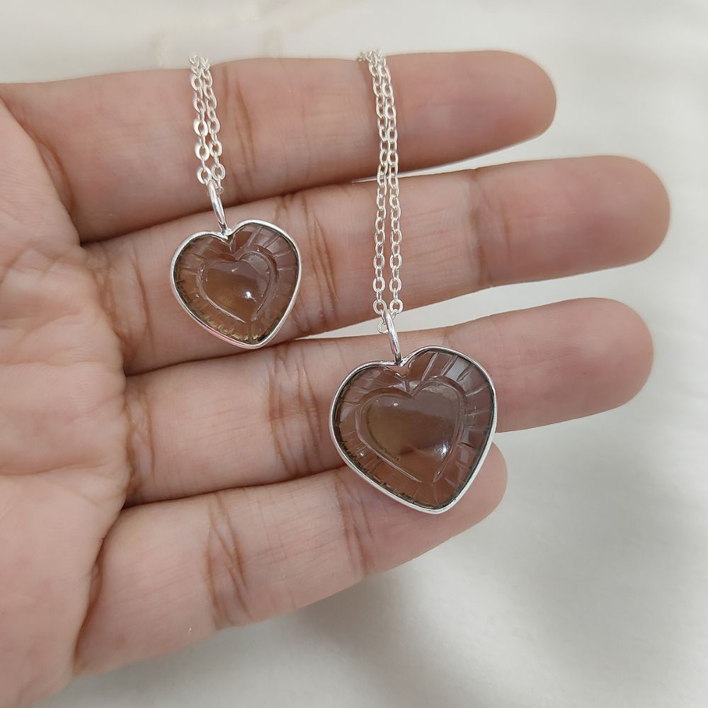 Handcrafted Smoky Quartz Heart Gemstone Necklace – Thoughtful Gift for Women