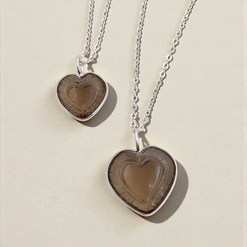 Women’s Smoky Quartz Heart Necklace – Handmade Gemstone Pendant for Special Moments
