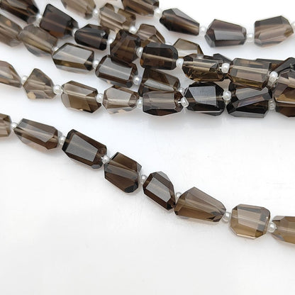Smoky Quartz Nugget Beads Faceted 5-12mm Natural Gemstones for Jewelry Making & Beading