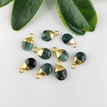 Smooth Polished Genuine Emerald Tumble Pendant 8–10mm Healing Crystal Birthstone Charm for Handmade Jewelry- Selling Per Piece