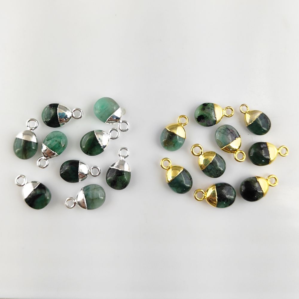 Smooth Polished Genuine Emerald Tumble Pendant 8–10mm Healing Crystal Birthstone Charm for Handmade Jewelry- Selling Per Piece