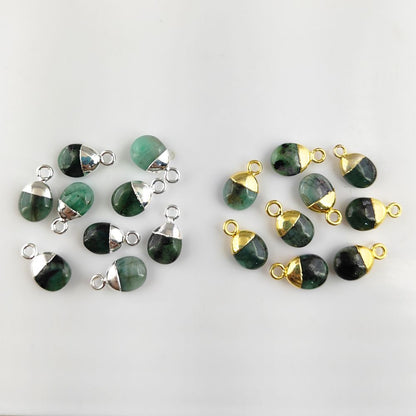 Smooth Polished Genuine Emerald Tumble Pendant 8–10mm Healing Crystal Birthstone Charm for Handmade Jewelry- Selling Per Piece