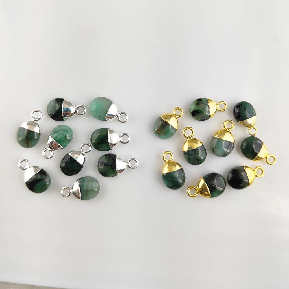 Smooth Polished Genuine Emerald Tumble Pendant 8–10mm Healing Crystal Birthstone Charm for Handmade Jewelry- Selling Per Piece