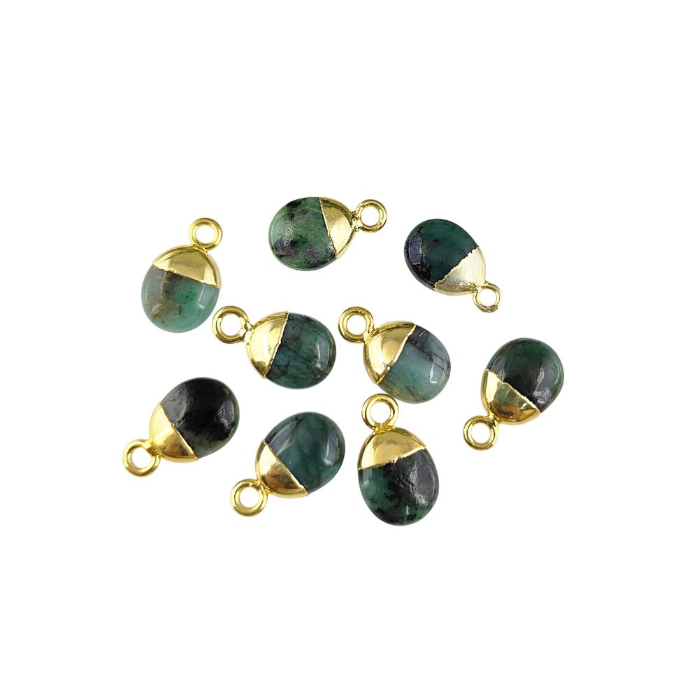Smooth Polished Genuine Emerald Tumble Pendant 8–10mm Healing Crystal Birthstone Charm for Handmade Jewelry- Selling Per Piece