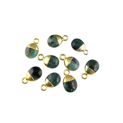 Smooth Polished Genuine Emerald Tumble Pendant 8–10mm Healing Crystal Birthstone Charm for Handmade Jewelry- Selling Per Piece