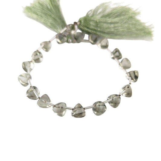 Smooth green amethyst trillion beads for DIY jewelry making