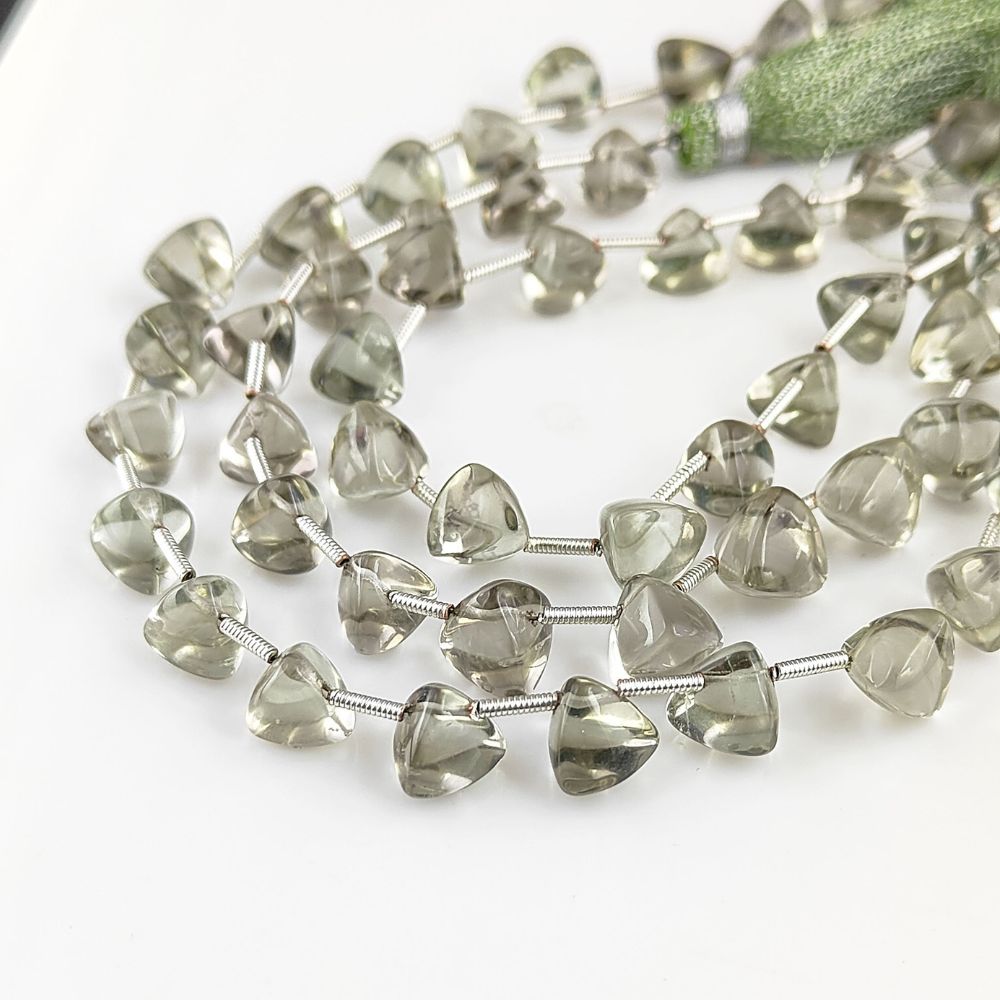 Top-drilled green amethyst briolettes for wire wrapping