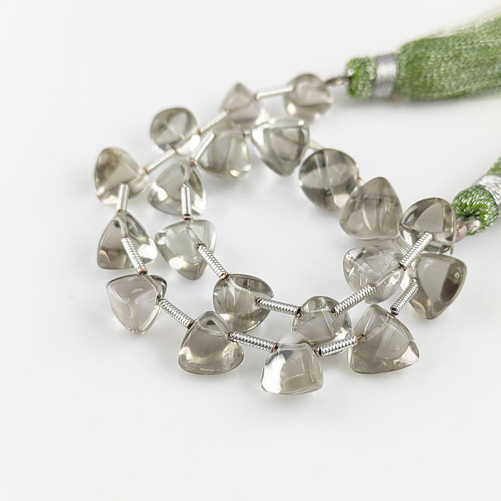 Trillion-shaped green amethyst drops for handmade jewelry