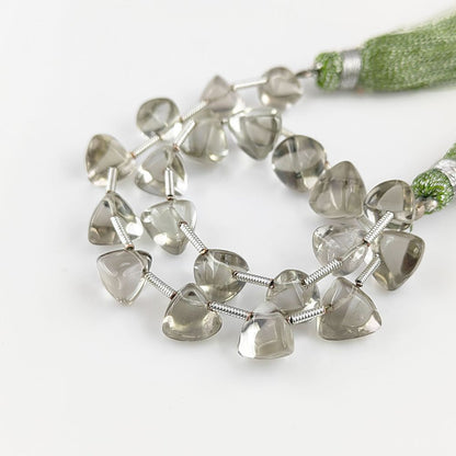 Trillion-shaped green amethyst drops for handmade jewelry