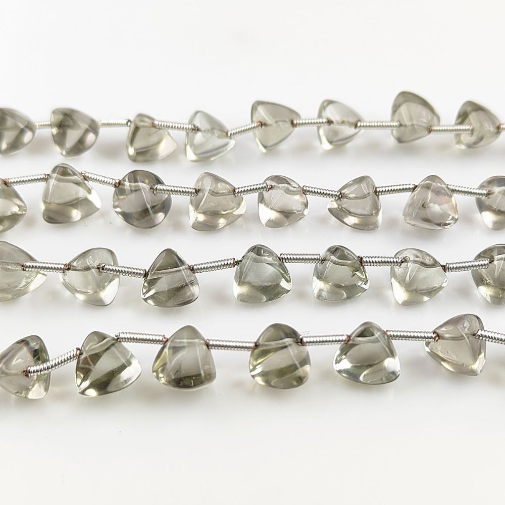 Smooth Green Amethyst Trillion Beads Natural Gemstone for DIY Jewelry