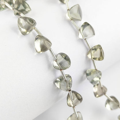 Natural green amethyst beads with soft glow for crafting
