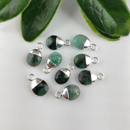 Smooth Polished Genuine Emerald Tumble Pendant 8–10mm Healing Crystal Birthstone Charm for Handmade Jewelry- Selling Per Piece