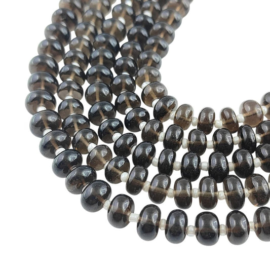 Smooth Smoky Quartz Rondelle Beads – Elegant & Earthy