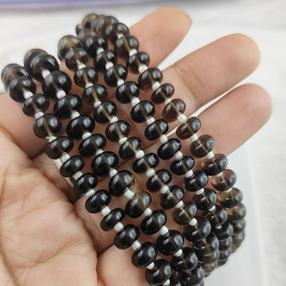 Smooth Smoky Quartz Gemstone Rondelle Beads