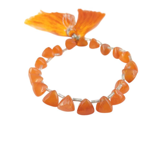 Smooth trillion cut carnelian briolette gemstone beads for jewelry making