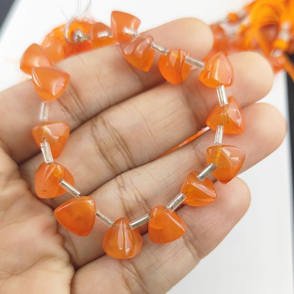 Smooth Trillion Carnelian Briolette Gemstone Beads for Jewelry Making