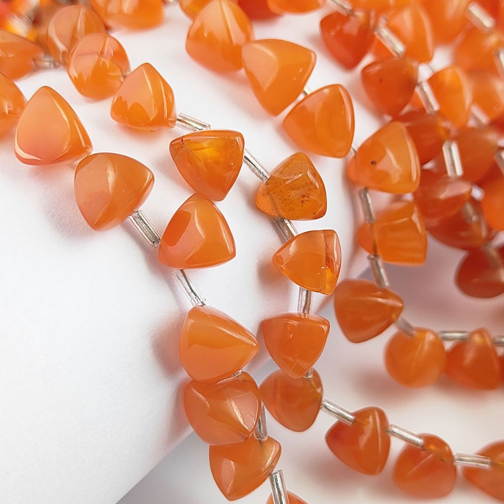 Smooth Trillion Carnelian Briolette Gemstone Beads for Jewelry Making