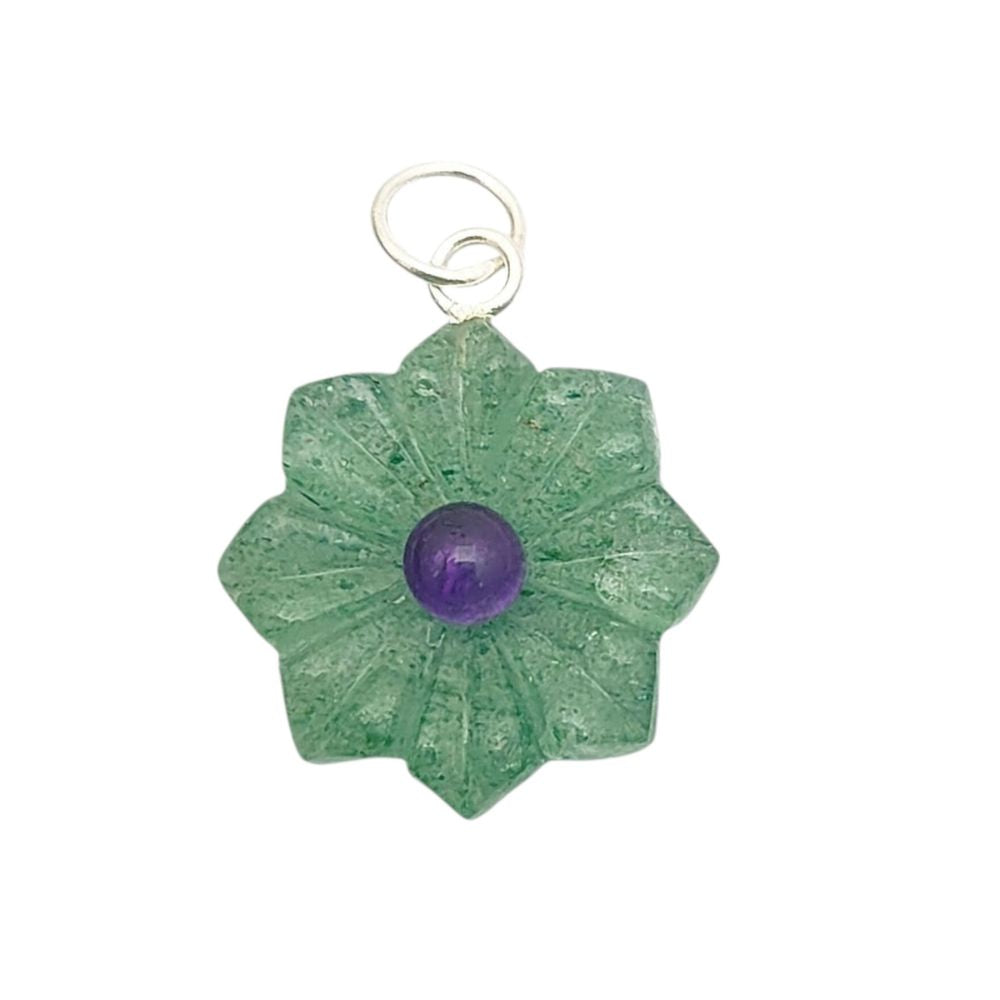 DIY jewelry supply – hand-carved green quartz pendant