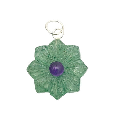 DIY jewelry supply – hand-carved green quartz pendant
